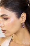 Buy_Ruuh Studios_Gold Plated Diamonds, Stones Zoie Amethyst Embellished Earrings _at_Aza_Fashions