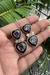 Shop_Ruuh Studios_Gold Plated Diamonds, Stones Zoie Amethyst Embellished Earrings _at_Aza_Fashions