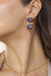 Buy_Ruuh Studios_Gold Plated Diamonds, Stones Zoie Amethyst Embellished Earrings _Online_at_Aza_Fashions