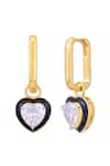 Shop_Ruuh Studios_Gold Plated Enamel Heavenly Heart Drop Earrings _at_Aza_Fashions