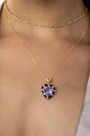 Ruuh Studios_Gold Plated Amethyst And Citrine Embellished Heart Pendant Necklace _Online_at_Aza_Fashions