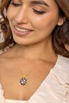Buy_Ruuh Studios_Gold Plated Amethyst And Citrine Embellished Heart Pendant Necklace _Online_at_Aza_Fashions