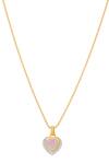 Shop_Ruuh Studios_Gold Plated Rose Quartz Serenity Heart Shaped Pendant Necklace _at_Aza_Fashions