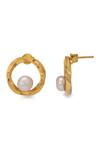 Ruuh Studios_Gold Plated Pearls Circular Embellished Studs _Online_at_Aza_Fashions