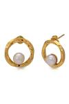 Buy_Ruuh Studios_Gold Plated Pearls Circular Embellished Studs _Online_at_Aza_Fashions