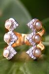 Shop_Ruuh Studios_Gold Plated Pearls Freshwater Embellished Ring _at_Aza_Fashions