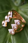 Buy_Ruuh Studios_Gold Plated Pearls Freshwater Embellished Ring _Online_at_Aza_Fashions