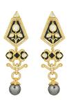 Shop_Ruuh Studios_Gold Plated Moissanite Polki Malti Meenakari Work Drop Earrings _at_Aza_Fashions