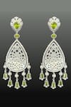 Ruuh Studios_White Natural Peridot Mother Of Pearl Embellished Danglers _Online_at_Aza_Fashions