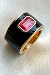 Shop_Ruuh Studios_Gold Plated Ruby Enamelled Ring _at_Aza_Fashions