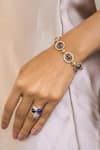 Shop_Ruuh Studios_Gold Plated Aaa Quality Cubic Zirconia Linked Circular Carved Bracelet _Online_at_Aza_Fashions