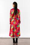 Shop_Studio Rigu_Multi Color Vegan Silk Print Poppy Notched Lapel Trench Coat Set _at_Aza_Fashions