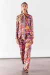 Buy_Studio Rigu_Multi Color Vegan Silk Print Petunia Collar Shirt With Straight Pant _at_Aza_Fashions