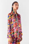 Buy_Studio Rigu_Multi Color Vegan Silk Print Petunia Collar Shirt With Straight Pant _Online_at_Aza_Fashions