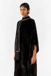 Buy_Studio Rigu_Black Velvet Hand Embroidery Swarvoski High Neck Miller Kimono Dress _Online_at_Aza_Fashions