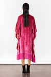 Shop_Studio Rigu_Pink Velvet Hand Embroidery Swarvoski High Neck Miller Kimono Dress _at_Aza_Fashions