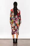 Shop_Studio Rigu_Multi Color Vegan Silk Patchwork Floral Collar Midi Dress_at_Aza_Fashions