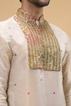 Taavare_Off White Tissue Organza Embellished Bead Floral Threadwork Kurta With Pant_Online_at_Aza_Fashions