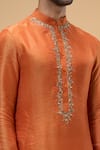 Taavare_Orange Tissue Organza Embellished Sequin Bead Placement Kurta With Pant _at_Aza_Fashions