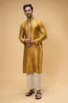 Taavare_Gold Rawsilk Embellished Applique Placed Floral Kurta With Pant _at_Aza_Fashions