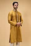 Buy_Taavare_Gold Rawsilk Embellished Applique Placed Floral Kurta With Pant 