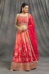 Buy_Adara Khan_Orange Embroidered Floral Scoop Neck Print Lehenga Set_Online_at_Aza_Fashions