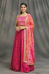 Buy_Samyukta Singhania_Pink Floral Scoop Neck Sequin Work Lehenga Set_Online_at_Aza_Fashions