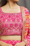 Shop_Samyukta Singhania_Pink Floral Scoop Neck Sequin Work Lehenga Set_Online_at_Aza_Fashions