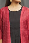 Shop_Adara Khan_Black Jacket Chanderi Checkered Open Dress With_Online_at_Aza_Fashions
