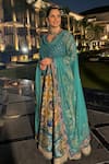 Buy_Kalista_Blue Anarkali Raw Silk Print Beads Round Jannat Adda Embroidered With Dupatta _at_Aza_Fashions