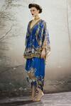 Rajdeep Ranawat_Blue Silk Print Floral V Neck Parma Regal Peplum Tunic_at_Aza_Fashions