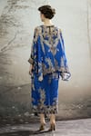 Shop_Rajdeep Ranawat_Blue Silk Print Regal Floral Round Neck Colette Tunic With Draped Skirt _at_Aza_Fashions