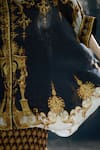 Shop_Rajdeep Ranawat_Black Silk Print Regal Collared Neck Kamara Tunic