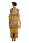 Shop_Rajdeep Ranawat_Yellow Silk Printed Floral Band Collar Chanel Kaftan Tunic