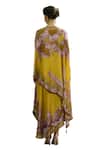 Shop_Rajdeep Ranawat_Yellow Silk Printed Floral Boat Kamini Asymmetric Tunic And Draped Skirt Set_Online_at_Aza_Fashions