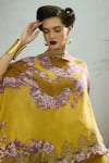 Buy_Rajdeep Ranawat_Yellow Silk Printed Floral Boat Kamini Asymmetric Tunic And Draped Skirt Set