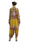 Shop_Rajdeep Ranawat_Yellow Silk Printed Floral Band Collar Mabel Tunic And Dhoti Pant Set _at_Aza_Fashions