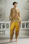 Buy_Rajdeep Ranawat_Yellow Silk Printed Floral Round Ramona Poncho Tunic_at_Aza_Fashions