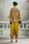 Shop_Rajdeep Ranawat_Yellow Silk Printed Floral Round Ramona Poncho Tunic_at_Aza_Fashions