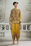 Buy_Rajdeep Ranawat_Yellow Silk Printed Floral Round Ramona Poncho Tunic_Online_at_Aza_Fashions