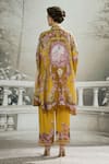 Shop_Rajdeep Ranawat_Yellow Silk Printed Floral Collared Kamara Gathered Sleeve Circular Shirt Tunic_at_Aza_Fashions