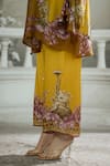 Rajdeep Ranawat_Yellow Silk Printed Floral Collared Kamara Gathered Sleeve Circular Shirt Tunic_Online