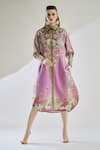 Buy_Rajdeep Ranawat_Purple Cotton Linen Printed Floral Collared Paris Shirt Dress _at_Aza_Fashions