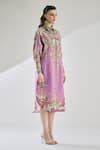 Buy_Rajdeep Ranawat_Purple Cotton Linen Printed Floral Collared Paris Shirt Dress _Online_at_Aza_Fashions