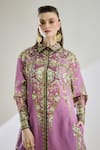 Rajdeep Ranawat_Purple Cotton Linen Printed Floral Collared Paris Shirt Dress _at_Aza_Fashions