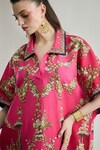 Buy_Rajdeep Ranawat_Fuchsia Cotton Linen Printed Floral Briana Half Sleeve Shirt Kaftan Dress 