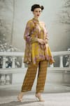 Shop_Rajdeep Ranawat_Yellow Modal Satin Printed Floral Permaz Flared Pant _Online_at_Aza_Fashions