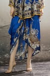Shop_Rajdeep Ranawat_Blue Modal Satin Printed Botanical Leila Draped Skirt_Online_at_Aza_Fashions