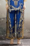 Rajdeep Ranawat_Blue Silk Printed Botanical Gloria Double Layered Flared Pant _Online_at_Aza_Fashions