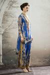 Buy_Rajdeep Ranawat_Blue Silk Printed Botanical Gloria Double Layered Flared Pant 